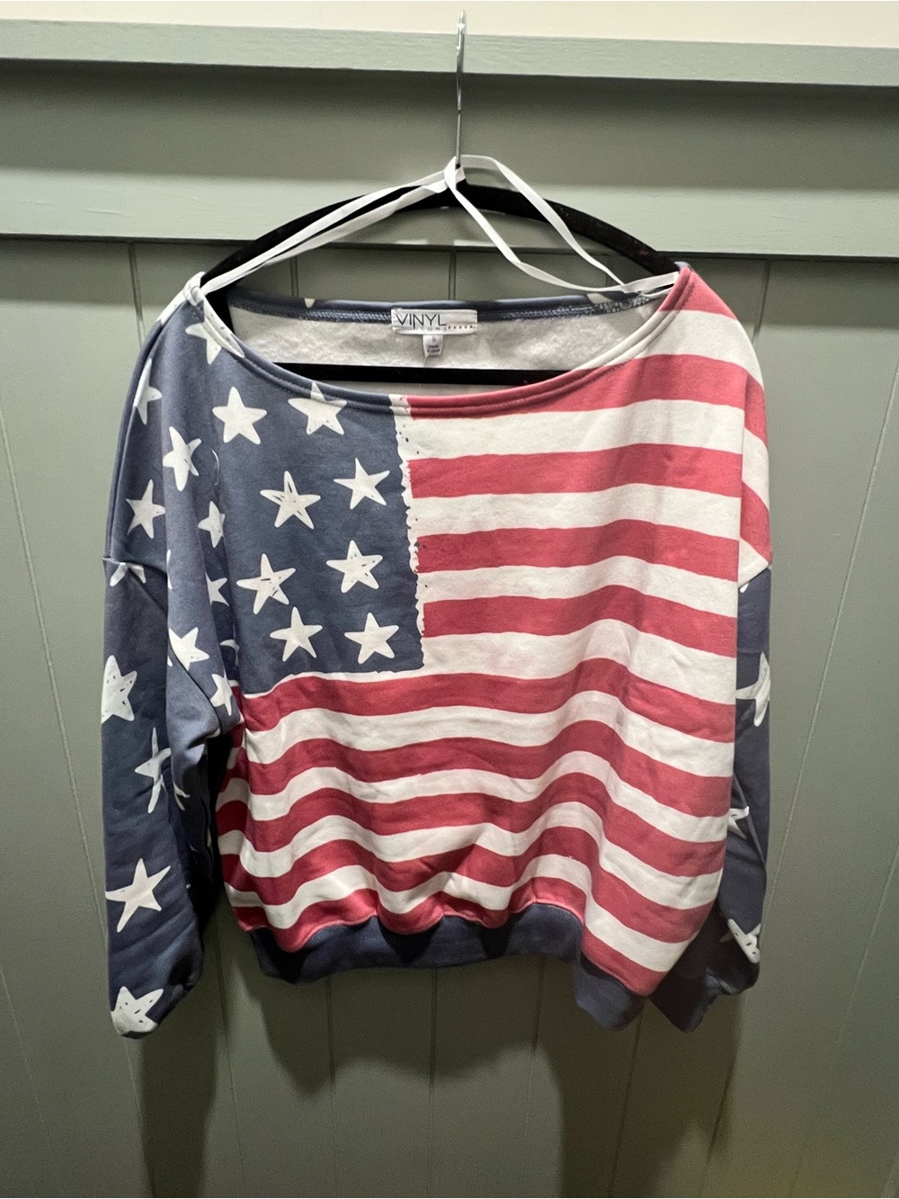 Vinyl Icons by Jeffery American Flag Scoop Neck Sweater - Red, White & Blue